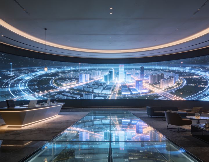 Spatial studio team reviewing a 3D digital twin
