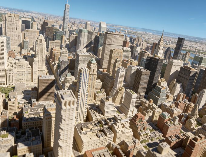 Smart city digital twin aerial view