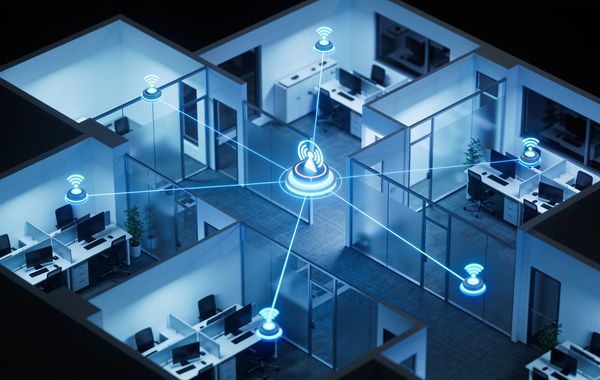 IoT sensor readings overlaid on a building interior