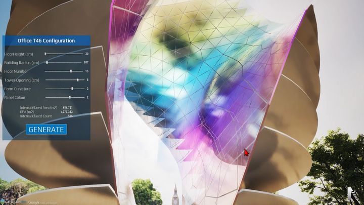 Tower configurator still — parametric facade study