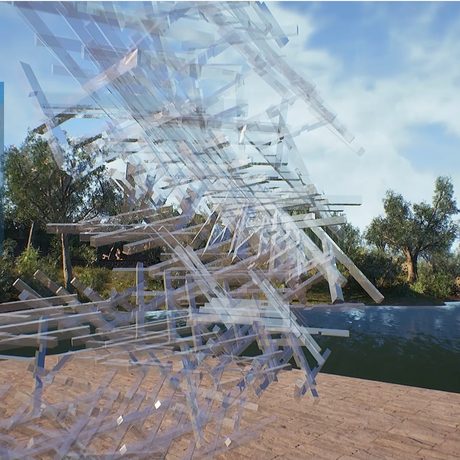 The same pavilion geometry regenerated in translucent polycarbonate