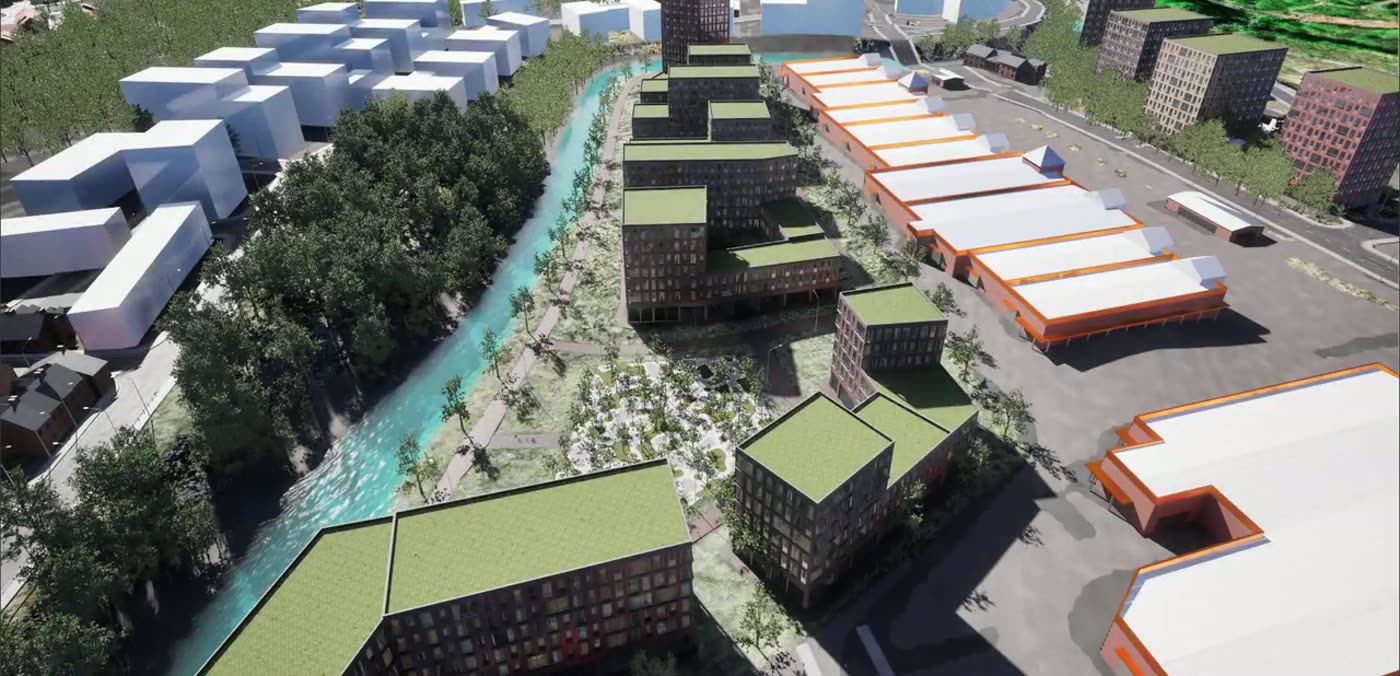 Aerial view of the Stockport East masterplan twin used as the consultation base map
