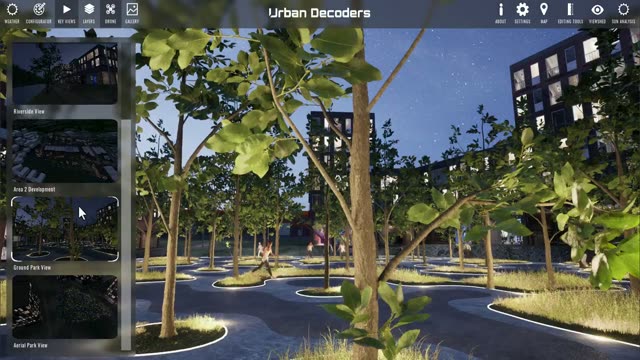 First-person walk through the park in the twin