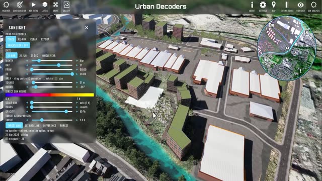 Solar analysis heatmap over the masterplan