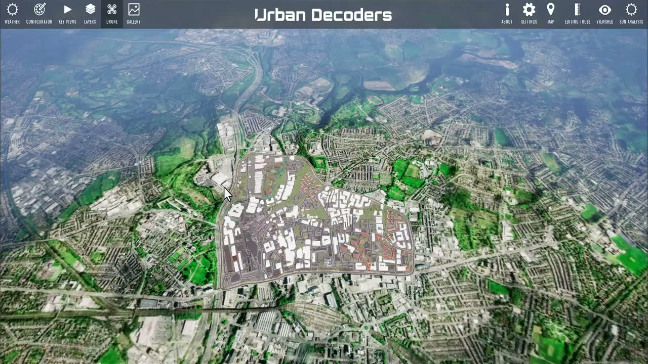 Aerial view of the Stockport East digital twin